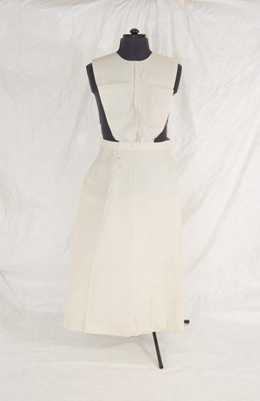 White cotton nurse's bib apron