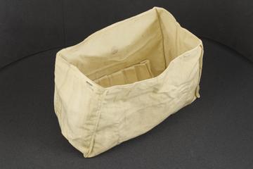 Cream Cloth Bag with Pocket and Loops Inside.