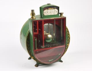 Wet gas meter no.166.087, with glass front.