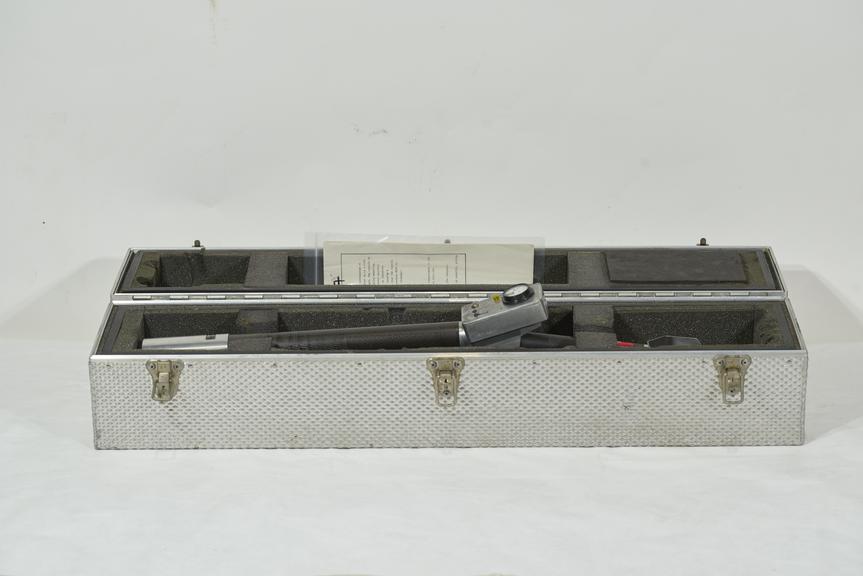 Peddler explosives detector in a heavy metal crate