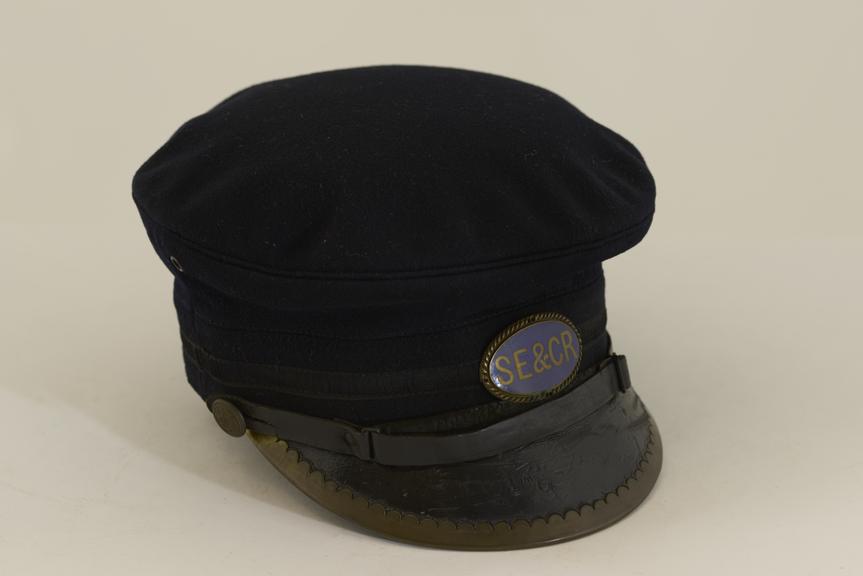 Engine driver's cap, South Eastern & Chatham Railway