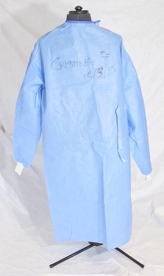 Light blue reverse fastening disposable protective suit