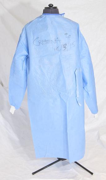Light blue reverse fastening disposable protective suit
