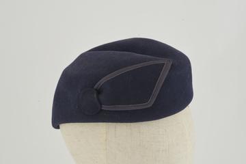 Blue felt hat, no brim