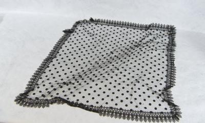 Shawl collar of black spotted Chantilly lace