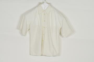 Regulation issue short-sleeved white cotton blouse with pearl buttons down front