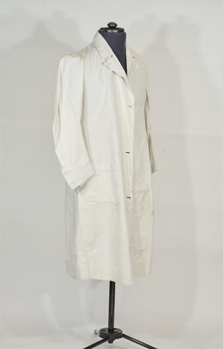 "White Coat" Cotton Clinic Overall with Button Holes Down Front