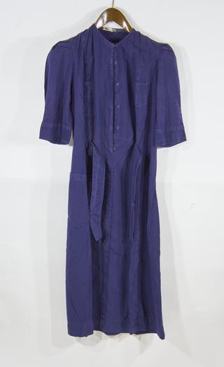 Nurses uniform dress of dark blue cotton