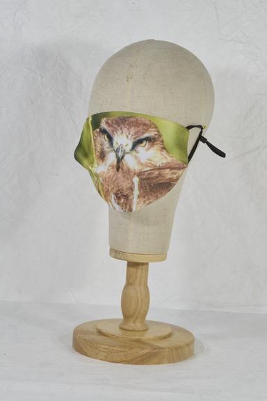 Fabric face covering, personalised with a photograph of a buzzard