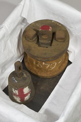 Piston and weight from lever safety valve