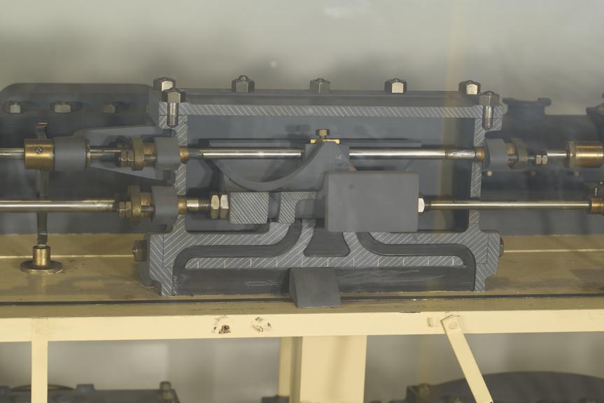Model of A.K. Rider (1869) steam engine slide valve for variable expansion