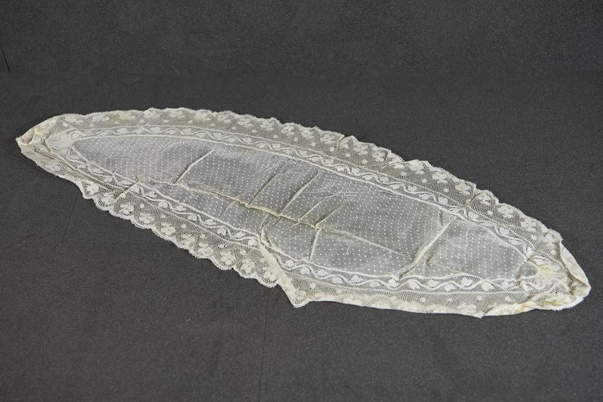Lace Shawl Collar of Spotted Mesh with Deep Lace Edging.