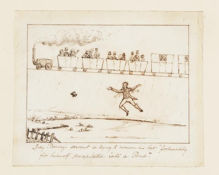lady baring's servant in trying to recover his hat