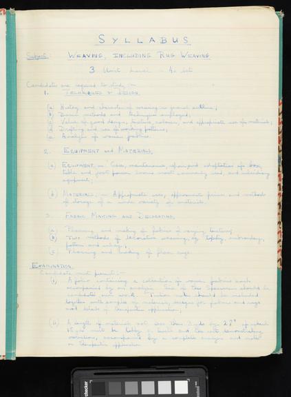Notebook on weaving as an occupational therapy technique