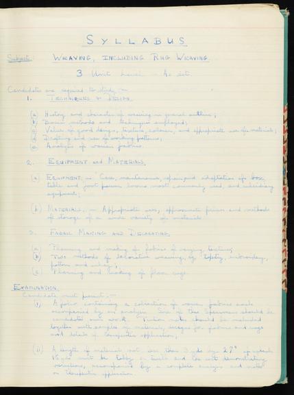 Notebook on weaving as an occupational therapy technique