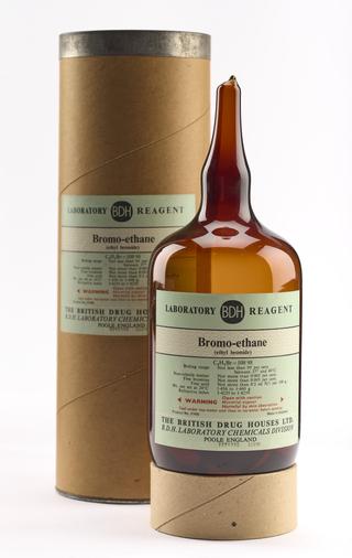 An empty bottle for bromoethane.