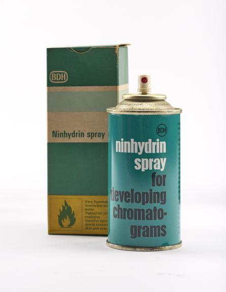 An empty bottle for ninhydrin.