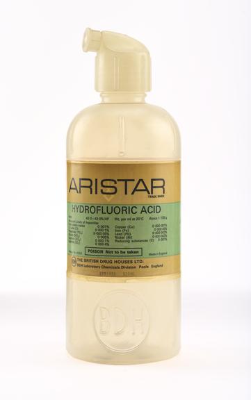 Empty bottle for 42%-43% hydrofluoric acid