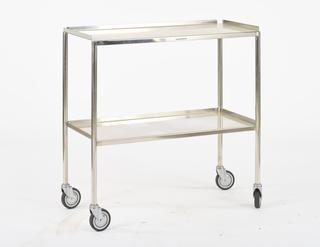 Rectangular Stainless Steel Dressing Trolley with Two Shelves