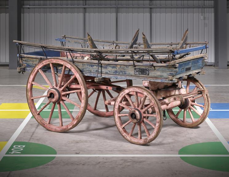 Horse-drawn Norfolk farm wagon, with shafts
