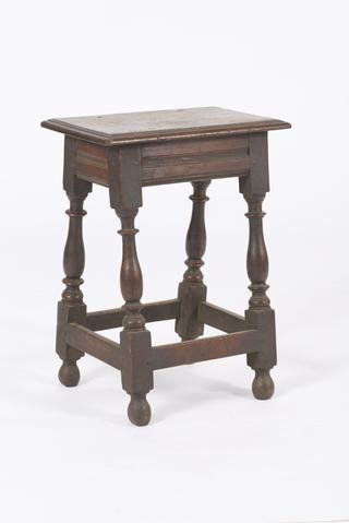 Wooden stool, rectangular, 4 legged