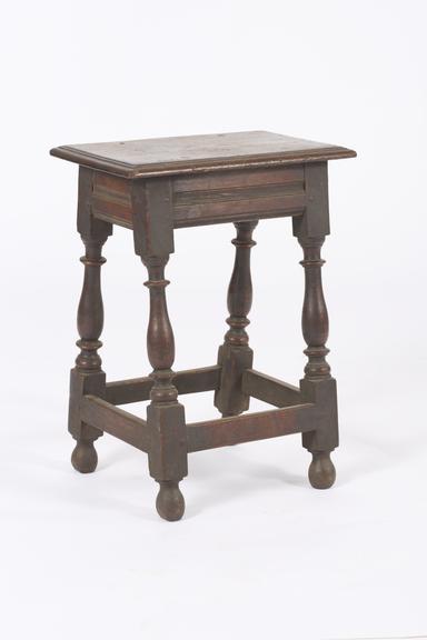 Wooden stool, rectangular, 4 legged