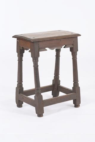 Wooden stool, rectangular, 4 legged