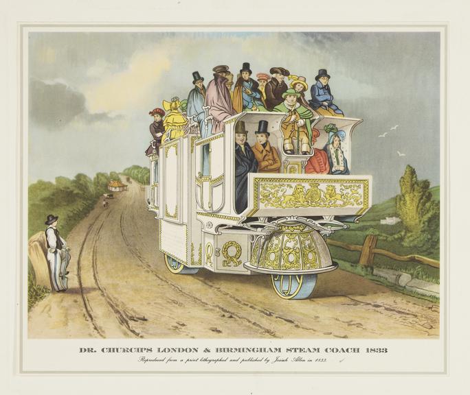 Print, Dr Church's London & Birmingham steam coach