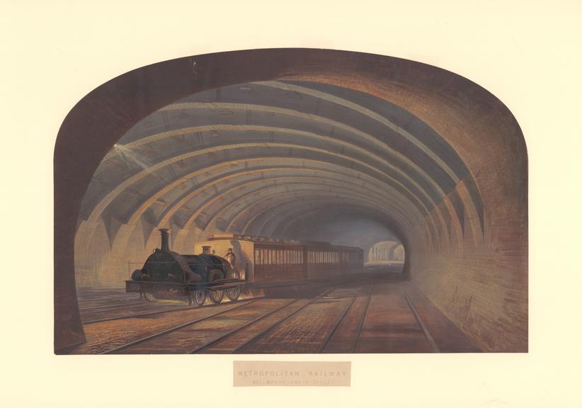 Chromolithograph 'Metropolitan Railway. Bellmouth, Praed Street.', Kell Brothers, c 1863