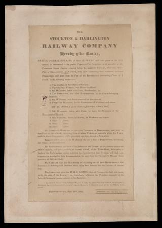 Formal opening of the Stockton and Darlington Railway Company