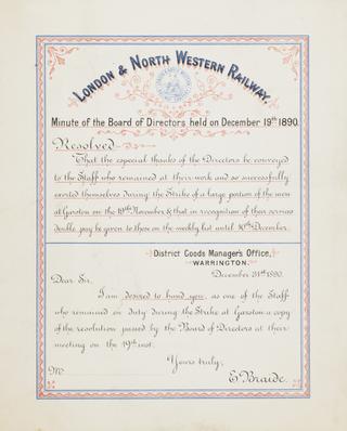 London & North Western Railway illuminated minute