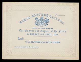 South Eastern Railway, arrival of their Majesties The Emperor and Empress of the French