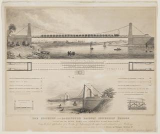 The Stockton and Darlington Railway Suspension Bridge erected over the River Tees near Stockton by Samuel Brown