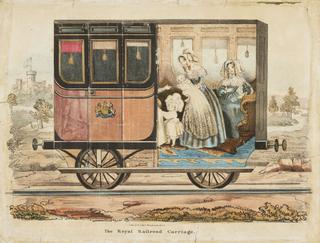 Coloured lithograph 'The Royal Railroad Carriage'