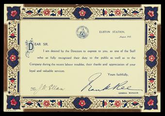 London & North Western Railway strike certificate