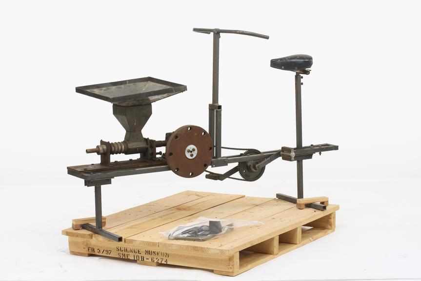 Leaf fractionation press with bicycle powering