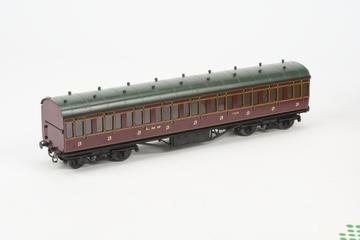 Model railway carriage, 'O' gauge, London Midland & Scottish Railway non-corridor 3rd No.11628