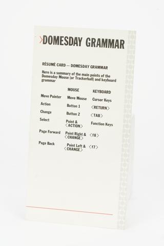 Grammar card from BBC Domesday Project computer