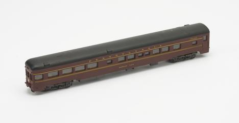 Model of Pennsylvania Coach railway carriage, c 1980