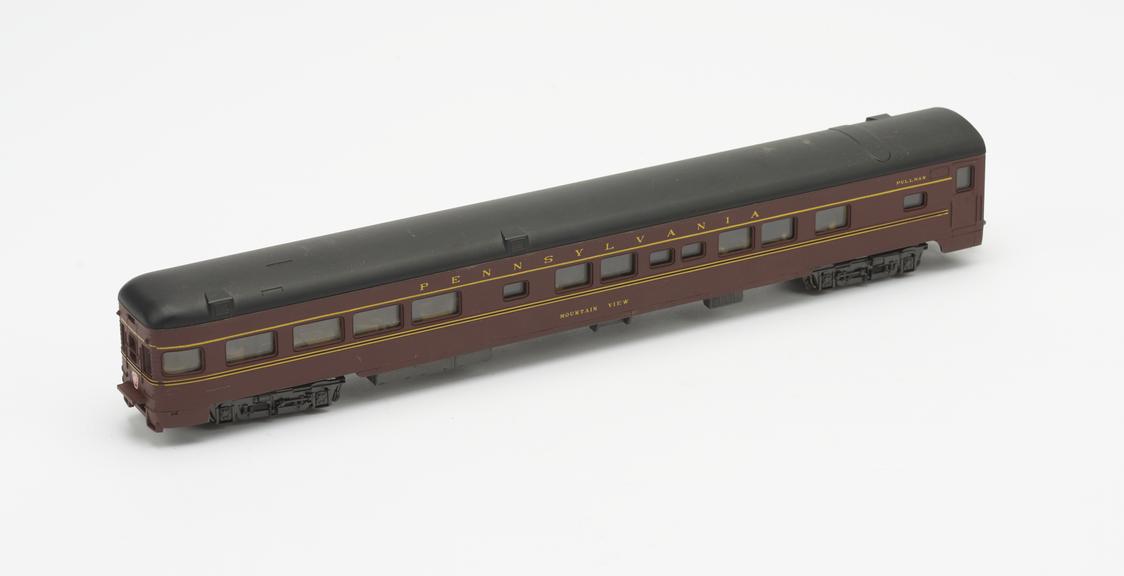 Model of Pennsylvania Coach railway carriage, c 1980
