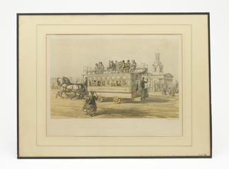 Tinted Lithograph of an Early South London Horse Tram
