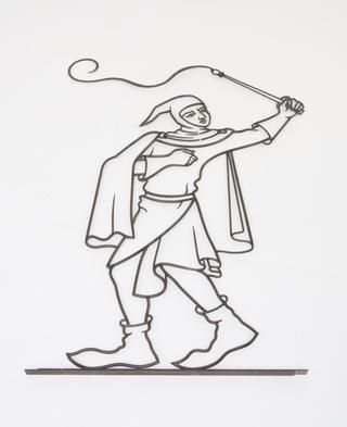 Mural of  a Medieval man with a whip