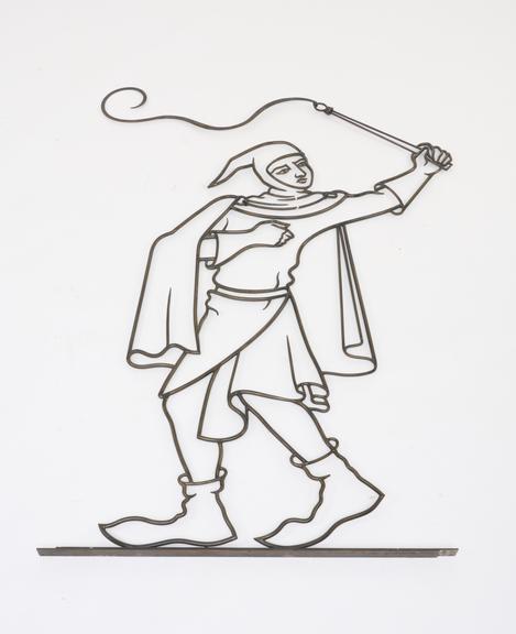Mural of  a Medieval man with a whip