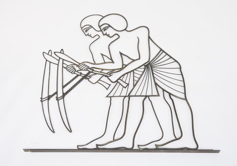 Mural of Egyptian Agriculture, two men holding digging sticks