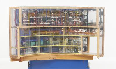 Lower part of an arch-shaped section of the engineering model of Sizewell-B Nuclear Power Station