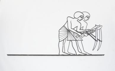 Mural of Egyptian Agriculture, Two Men Holding Digging Sticks