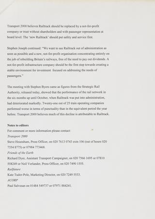 Press release from Transport 2000, 12 noon on 13 December 2001