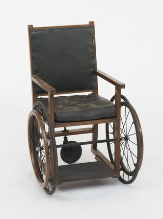Wheelchair, upholstered with leather