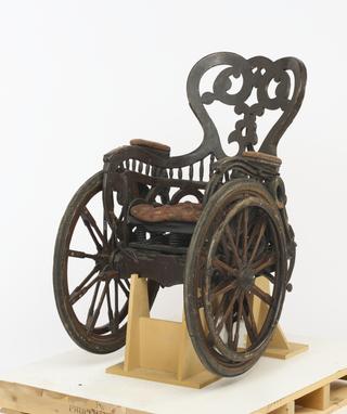 Carved wooden wheelchair, Europe, 1850-1890