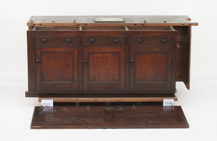 Group of Laboratory benches and fittings dated 1895 from Government Chemists's Laboratory